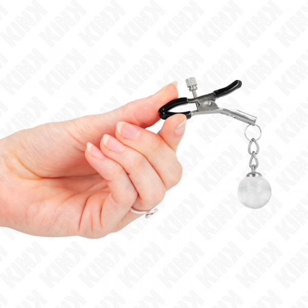img_186618_0a8e6445bc84a6c2b24c451f6838c78e_1.png KINK - PINZAS PARA PEZONES PLATEADAS CON COLGANTE DE VIDRIO 6 CM