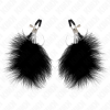 img_186634_2471b659bc1f7f0bed05da48f5fddf09_1.png KINK - PINZAS PARA PEZONES CON PLUMA NEGRO 7 CM