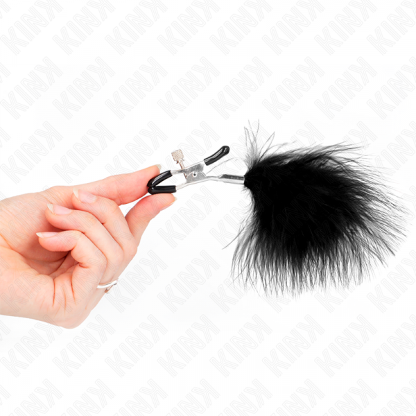 img_186638_21dd94d471c0cf77649a1d465cf29805_1.png KINK - PINZAS PARA PEZONES CON PLUMA NEGRO 7 CM
