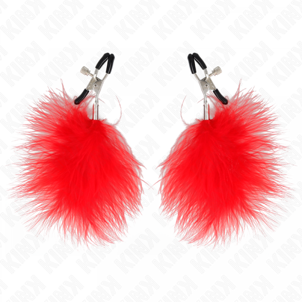 img_186639_3cc4eea08685ae6f778b0551c3f2c697_1.png KINK - PINZAS PARA PEZONES CON PLUMA ROJO 7 CM
