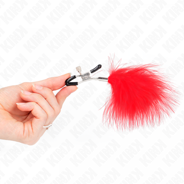 img_186640_3475e29927e9f8145b4a069437395e9b_1.png KINK - PINZAS PARA PEZONES CON PLUMA ROJO 7 CM