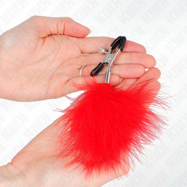 img_186642_3899a33dd5464d2c7eb28993e2299ce2_1.png KINK - PINZAS PARA PEZONES CON PLUMA ROJO 7 CM