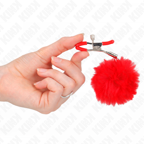 img_186648_ca2253fa25c3a49f23d6ab9fb3d3038c_1.png KINK - PINZAS PARA PEZONES CON POMPÓN ROJO 6 CM
