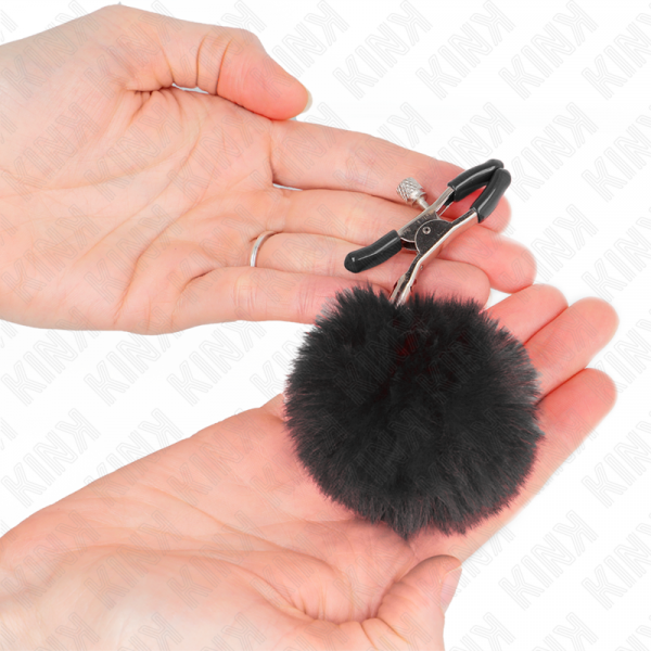 img_186650_b2429643c6e8eaacac6031d1e603fb2a_1.png KINK - PINZAS PARA PEZONES CON POMPÓN NEGRO 6 CM