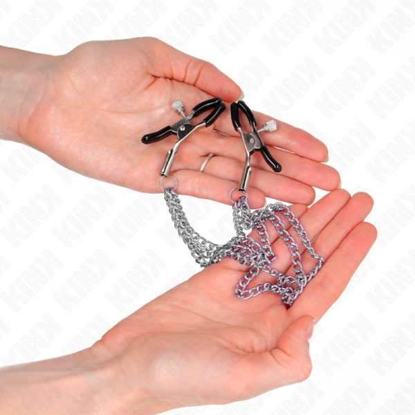img_186670_0d0ebe16ba7d11065315d10b55b43a7c_1.png KINK - PINZAS PARA PEZONES CON TRIPLE CADENA PLATEADO 20/23/28 CM