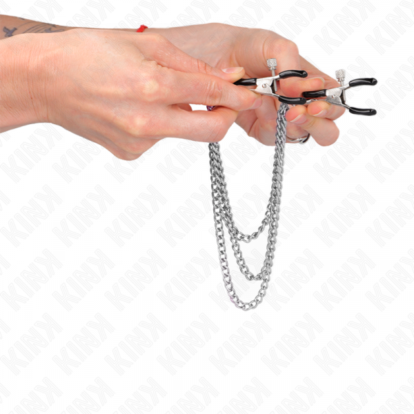 img_186671_1112da32cad47a4c7d44adbc534117e9_1.png KINK - PINZAS PARA PEZONES CON TRIPLE CADENA PLATEADO 20/23/28 CM