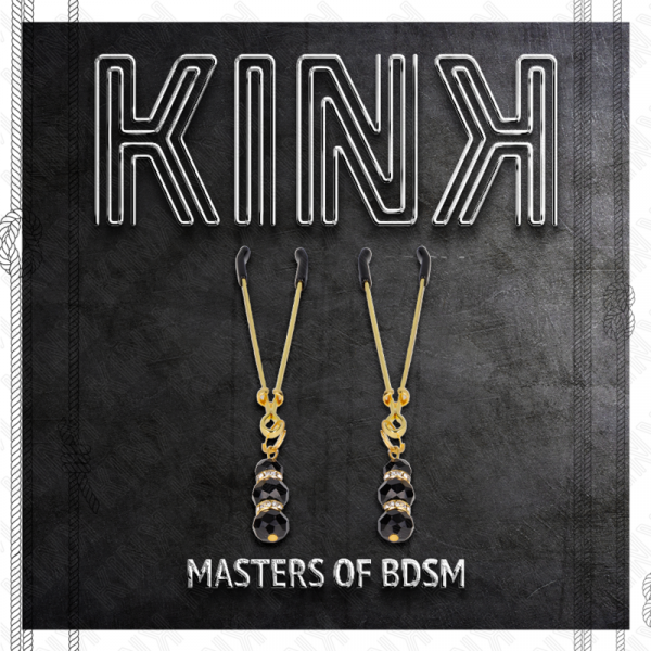 img_186718_8c7b903a8ea91d00df37c84cdf03f79e_1.png KINK - PINZAS PARA PEZONES DORADA FINA CON TRIPLE BOLA DE VIDRIO NEGRO 7 CM