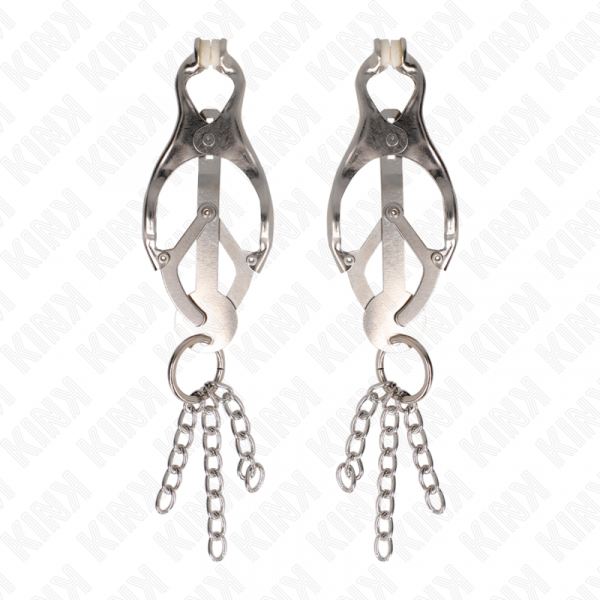 KINK - PINZAS PARA PEZONES ESTILO JAPONÉS CON CADENAS PLATEADO
