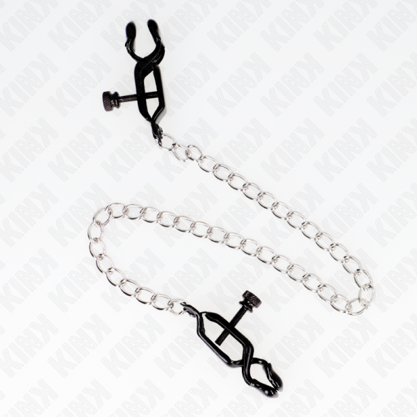 img_186745_0d9c43262729930d258c20be34365399_1.png KINK - PINZAS PARA PEZONES PLANAS NEGRO CON CADENA PLATEADO 30 CM