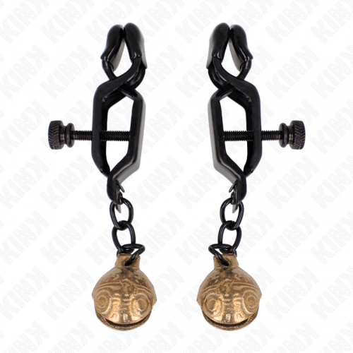 img_186753_22bda11c4365df6dae241bfdcd5d4980_1.png KINK - PINZAS PARA PEZONES PLANAS NEGRO CON CASCABEL 7 CM
