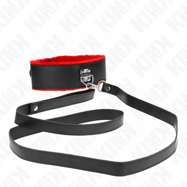 img_187307_e90f83274707d04159816b1aa2502485_1.png KINK - COLLAR CON CORREA 116 CM DE PIEL ROJO AJUSTABLE 40-48 CM X 6 CM
