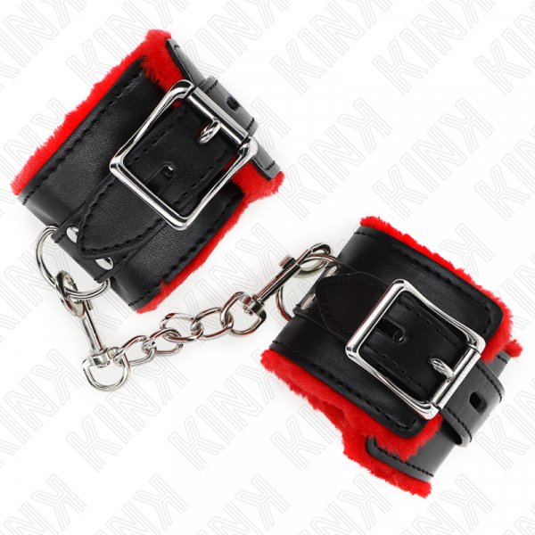 img_187366_0adb32603964df89910aa0a95fb36ced_1.png KINK - MUÑEQUERAS FORRADAS CON AGUJEROS CUADRADOS ROJO Y CORREA NEGRO AJUSTABLE 17-29 CM X 6 CM