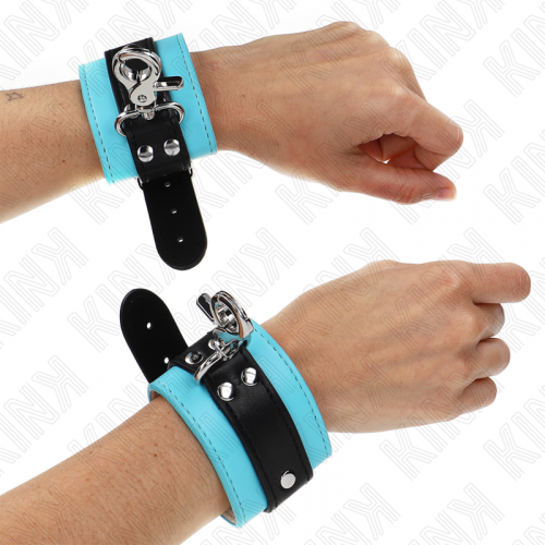 img_187368_1a93b8d833253474434134cff458bd0f_1.png KINK - MUÑEQUERAS CON CIERRE PREMIUM NEGRO / AZUL AJUSTABLE 21-28 CM X 5.5 CM