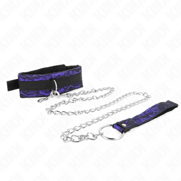 img_187541_36b535cfedf79c2bdfd4105ad26df0f7_1.png KINK - COLLAR CON CORREA 105 CM CORTO DE ENCAJE DE TERCIOPELO CON RIBETE DE NAILON 44 X 5.5 CM
