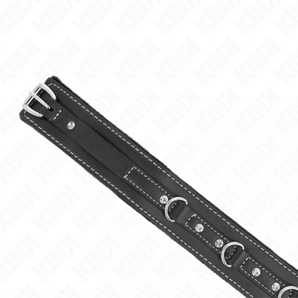 img_187544_18137397a493b21f871fa71ac328dc2c_1.png KINK - COLLAR CON CORREA 105 CM DE PIEL DE PVC REMACHE DE DIAMANTES DE IMITACIÓN 41.5 X 4 CM