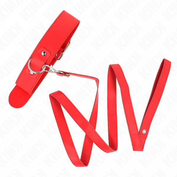 img_187553_6a9140d68e349946dd4018a197cb5848_1.png KINK - COLLAR CON CORREA 116 CM FINO ROJO AJUSTABLE 32-50 CM X 8 CM