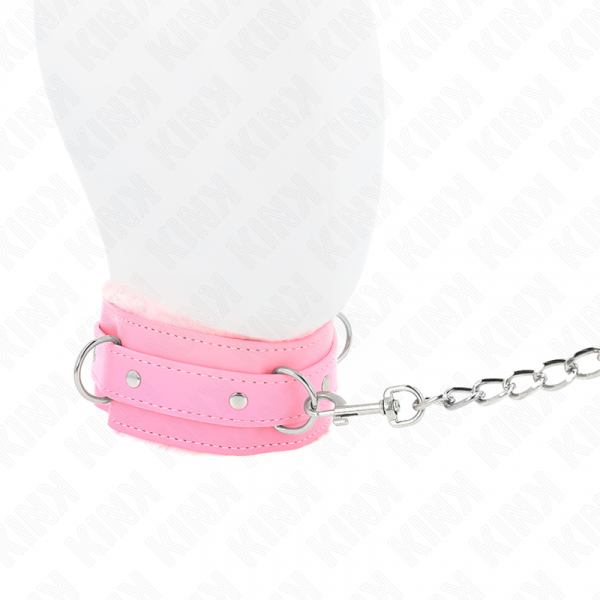 img_187586_f26ddeee11af302d56c840428bb12f9c_1.png KINK - COLLAR WITH LEASH 65 CM WITH RESTRICTIONS PINK 36-42 CM X 5.5 CM