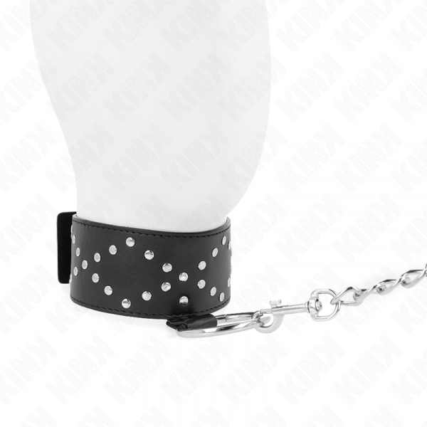 img_187591_a5035149283a739dad3f03982050b899_1.png KINK - COLLAR CON CORREA 65 CM CON TACHUELAS PLATEADAS MODELO 3 AJUSTABLE 36-43 CM X 5 CM
