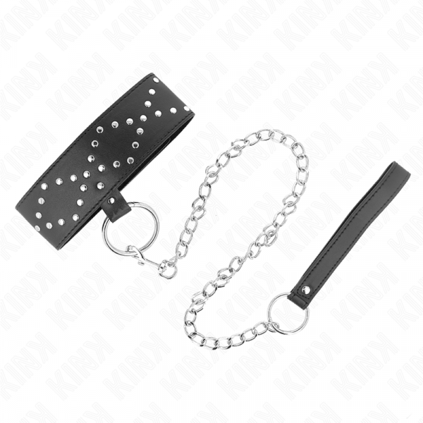 img_187592_d1aaf17b1b28b6d092042aece83e6b71_1.png KINK - COLLAR CON CORREA 65 CM CON TACHUELAS PLATEADAS MODELO 3 AJUSTABLE 36-43 CM X 5 CM
