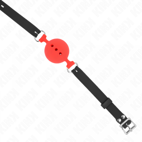 img_187682_4a2d0bf84bf28b3b3de26ae89f6aa0a1_1.png KINK - MORDAZA 55 x 2 CM DE BOLA 5 CM DE SILICONA COMPLETA TALLA L ROJO AJUSTABLE 35-51 CM