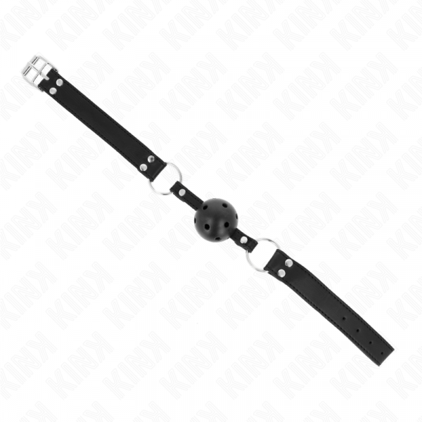 img_187707_d98440bce6657e5ee462e4bab85a343d_1.png KINK - MORDAZA DE BOLA 4 CM TRANSPIRABLE CON DOBLE REMACHE MODELO 1 NEGRO 62 x 2.5 CM AJUSTABLE 42-58 CM
