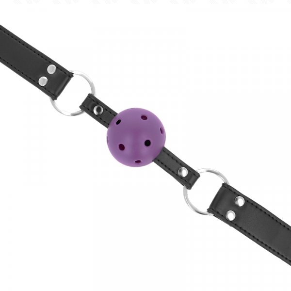 img_187711_cad7b45f37d2812527fb5aaae4ea8e78_1.png KINK - MORDAZA DE BOLA 4 CM TRANSPIRABLE CON DOBLE REMACHE MORADO 62 x 2.5 CM AJUSTABLE 42-58 CM