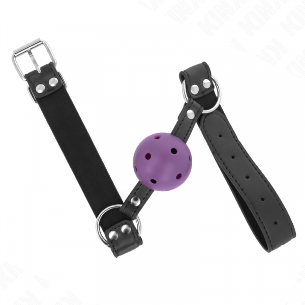 img_187713_988f85dfe21773abc7bcc3cefcfce42b_1.png KINK - MORDAZA DE BOLA 4 CM TRANSPIRABLE CON DOBLE REMACHE MORADO 62 x 2.5 CM AJUSTABLE 42-58 CM
