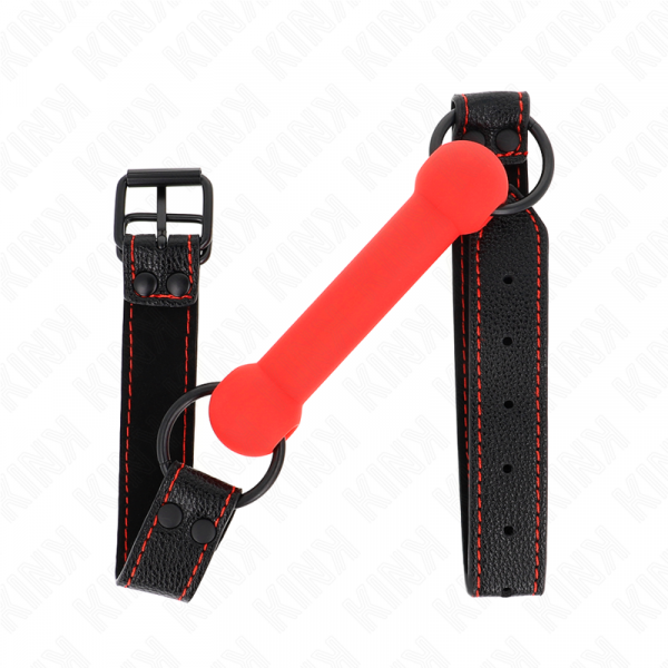 img_187727_1b0636ecfbe05e2f0f920902bd58791b_1.png KINK - MORDAZA FORMA DE HUESO CON CORREA POLIPIEL ROJO AJUSTABLE 41-57 CM