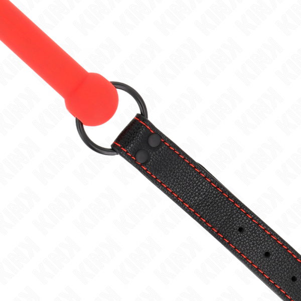 img_187729_1ded2a41e85173e70eddd9c6d032f5e4_1.png KINK - MORDAZA FORMA DE HUESO CON CORREA POLIPIEL ROJO AJUSTABLE 41-57 CM