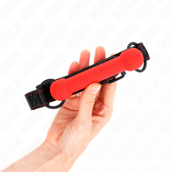 img_187730_a8ebe397b7b797c469f811fb379078b6_1.png KINK - MORDAZA FORMA DE HUESO CON CORREA POLIPIEL ROJO AJUSTABLE 41-57 CM