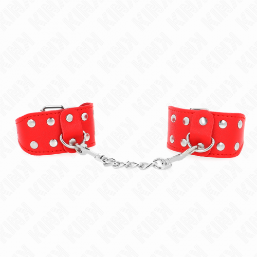 img_187735_14d4c11a6acf39a8b80065a1d09a888d_1.png KINK - MUÑEQUERAS CON DOBLE LÍNEA DE TACHUELAS AJUSTABLE ROJO
