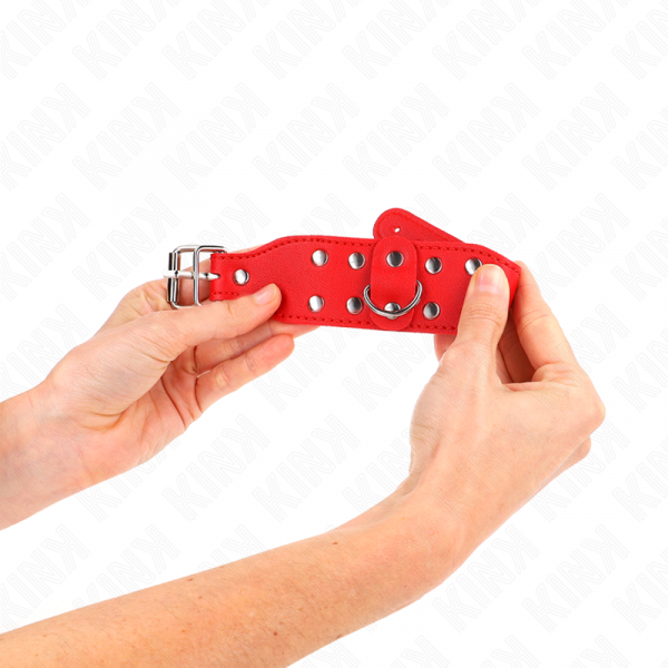 img_187736_afa10f6caa713a8d7be8eea131b2bbfa_1.png KINK - MUÑEQUERAS CON DOBLE LÍNEA DE TACHUELAS AJUSTABLE ROJO
