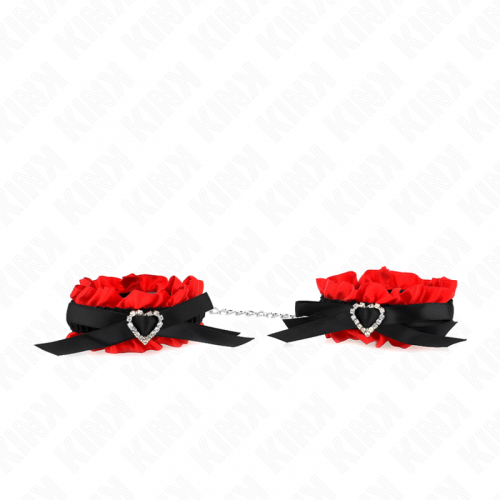 img_187743_c182ade44dda61935876617799aaaf61_1.png KINK - MUÑEQUERAS ELÁSTICAS DE ENCAJE CON DETALLE CORAZÓN ROJO AJUSTABLE 22-35 CM