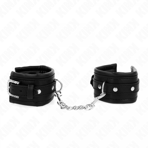 img_187755_3856fd2881a6089822147dc911a2006c_1.png KINK - MUÑEQUERAS NEGRO CON HEBILLA DE DIAMANTES DE IMITACIÓN AJUSTABLE 25-32 CM X 5.5 CM