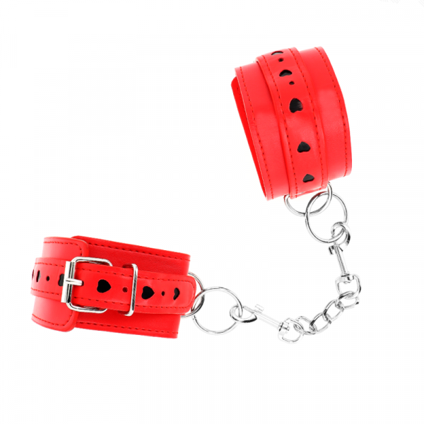 img_187770_23cd8fcd123f24616fc3dcdd4e3d40eb_1.png KINK - MUÑEQUERAS ROJO CON INCRUSTACIÓN DE CORAZÓN NEGRO AJUSTABLE 21-28 CM X 5.5 CM