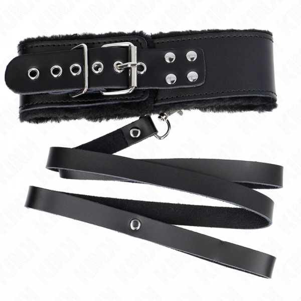 img_188727_1e165ecb46e29492c7e3aa93dc730ef1_1.png KINK - COLLAR CON CORREA 116 CM DE PIEL NEGRO AJUSTABLE 40-48 CM X 6 CM