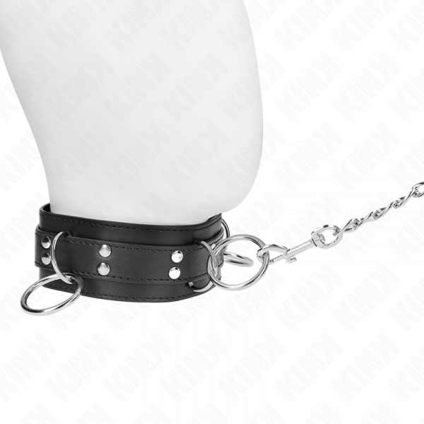 img_188808_a7d6caf1683fbd6a4f18caef4da8a477_1.png KINK - COLLAR CON CORREA 80 CM ESCLAVITUD 3 ANILLOS 53 X 5 CM