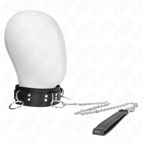 img_188809_bf97b98674a8d710e1fe1ef91846b718_1.png KINK - COLLAR CON CORREA 80 CM ESCLAVITUD 3 ANILLOS 53 X 5 CM