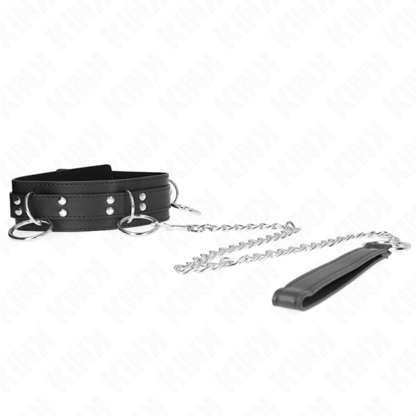 img_188810_9b78e17d3ba9478c44a9eae4df24187b_1.png KINK - COLLAR CON CORREA 80 CM ESCLAVITUD 3 ANILLOS 53 X 5 CM