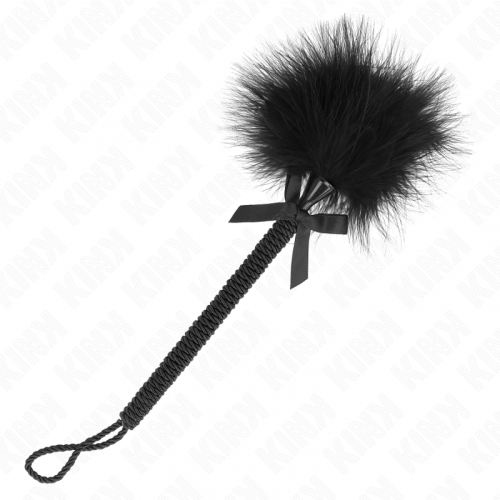 img_188891_0628e75362a85ef2032c5ae22c407835_1.png KINK - MASAJEADOR DE CUERDA DE NAILON CON PLUMAS PARA COSQUILLAS Y LAZO NEGRO 25 CM