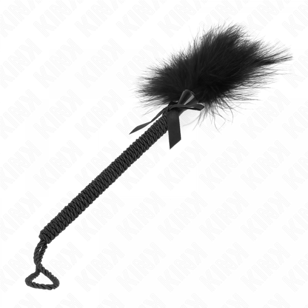 img_188893_088dc1c86b9b2edc25eff722a971dbbf_1.png KINK - MASAJEADOR DE CUERDA DE NAILON CON PLUMAS PARA COSQUILLAS Y LAZO NEGRO 25 CM