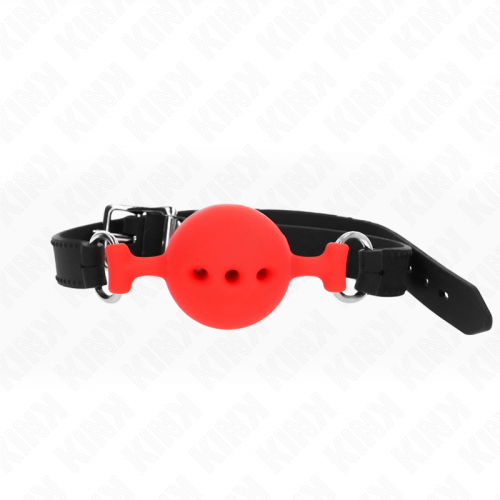 img_188915_4827384a38bf3402298e18c0e71ff8fe_1.png KINK - MORDAZA 55 x 2 CM DE BOLA 4.5 CM DE SILICONA COMPLETA TALLA M ROJO AJUSTABLE 35-51 CM