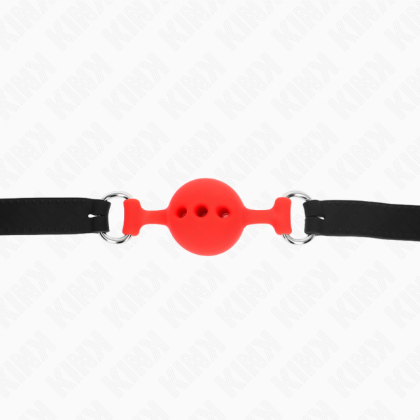 img_188927_a13e3cb02871d8a653d838f660b37378_1.png KINK - MORDAZA 55 x 2 CM DE BOLA 4 CM DE SILICONA COMPLETA TALLA S ROJO AJUSTABLE 35-51 CM