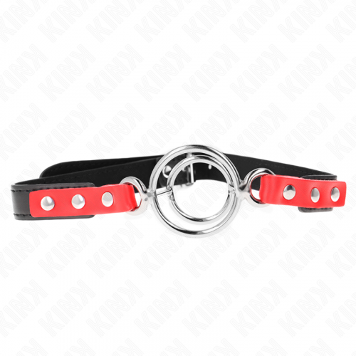 img_188933_55dae20b25452cf5d6953a7dbf56675f_1.png KINK - MORDAZA CON MÚLTIPLES JUNTAS TÓRICAS 4 / 4.8 CM ROJO AJUSTABLE 38 X 56 CM
