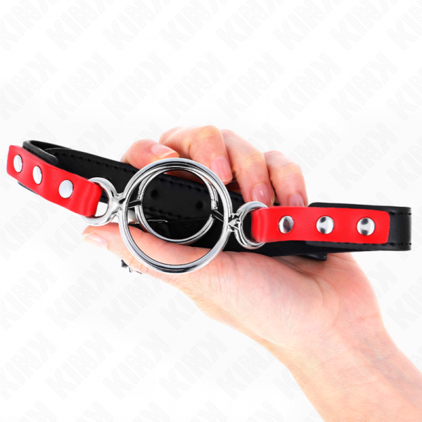 img_188935_1d760524d93b52c4008ab50d113e4b8e_1.png KINK - MORDAZA CON MÚLTIPLES JUNTAS TÓRICAS 4 / 4.8 CM ROJO AJUSTABLE 38 X 56 CM