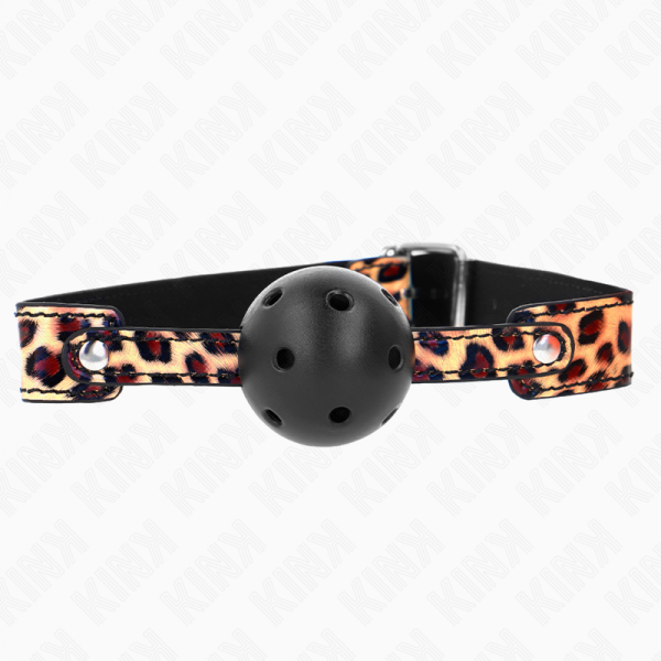 img_188952_1d3dc92d370d396a4c26e2fd28424bf5_1.png KINK - MORDAZA DE BOLA 4.5 CM TRANSPIRABLE LEOPARDO 65 x 2.5 CM