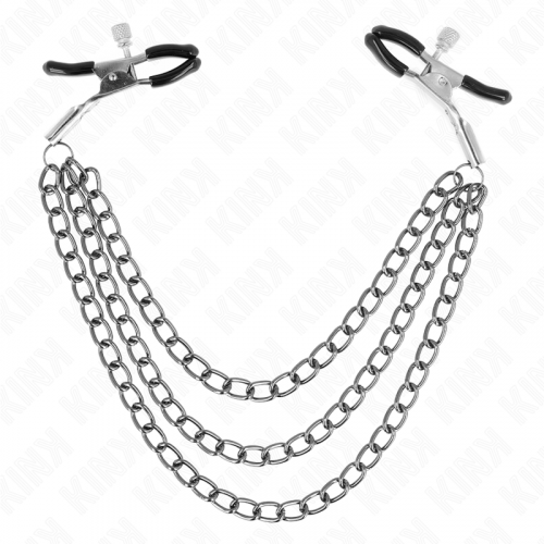 img_189010_6d1f83a4ebae5ad1a33105d39ab6e5f1_1.png KINK - PINZAS PARA PEZONES CON TRIPLE CADENA NEGRO 20/23/28 CM