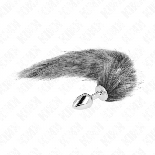 img_189080_6514538662cb235512753d96e07e07a5_1.png KINK - PLUG ANAL TALLA S 7 X 3 CM CON COLA SINTÉTICA 40 CM PLATEADO