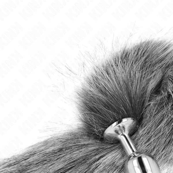 img_189081_2905b3d03036294a93306d5c97b6be16_1.png KINK - PLUG ANAL TALLA S 7 X 3 CM CON COLA SINTÉTICA 40 CM PLATEADO