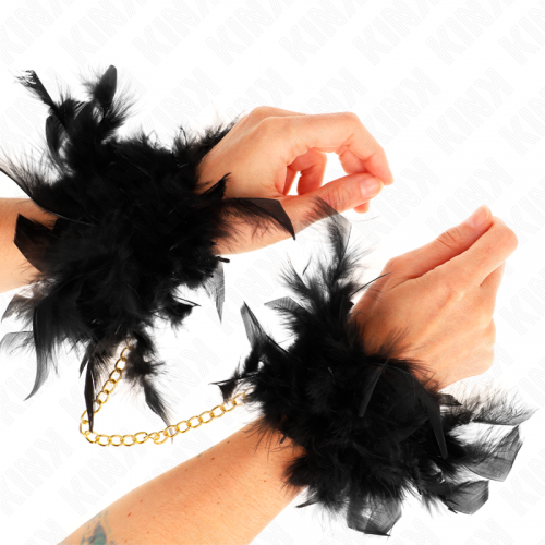 img_189152_70081e46386b8548ad598d37a861cae5_1.png KINK - ESPOSAS DE PLUMAS NEGRO CON CADENA DORADA MODELO 1